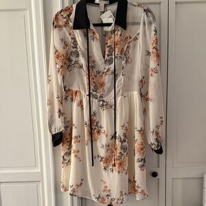 Forever 21 NWT and Button Mini Dress with Black Trim Detail Chiffon Polyester